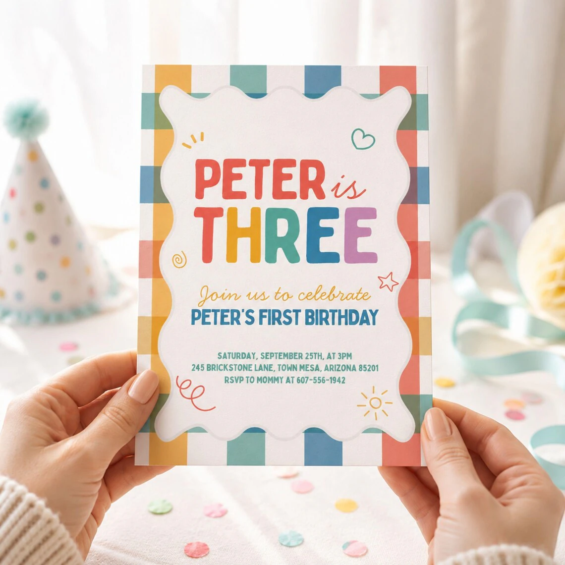 Peter Is Three birthday invitation template